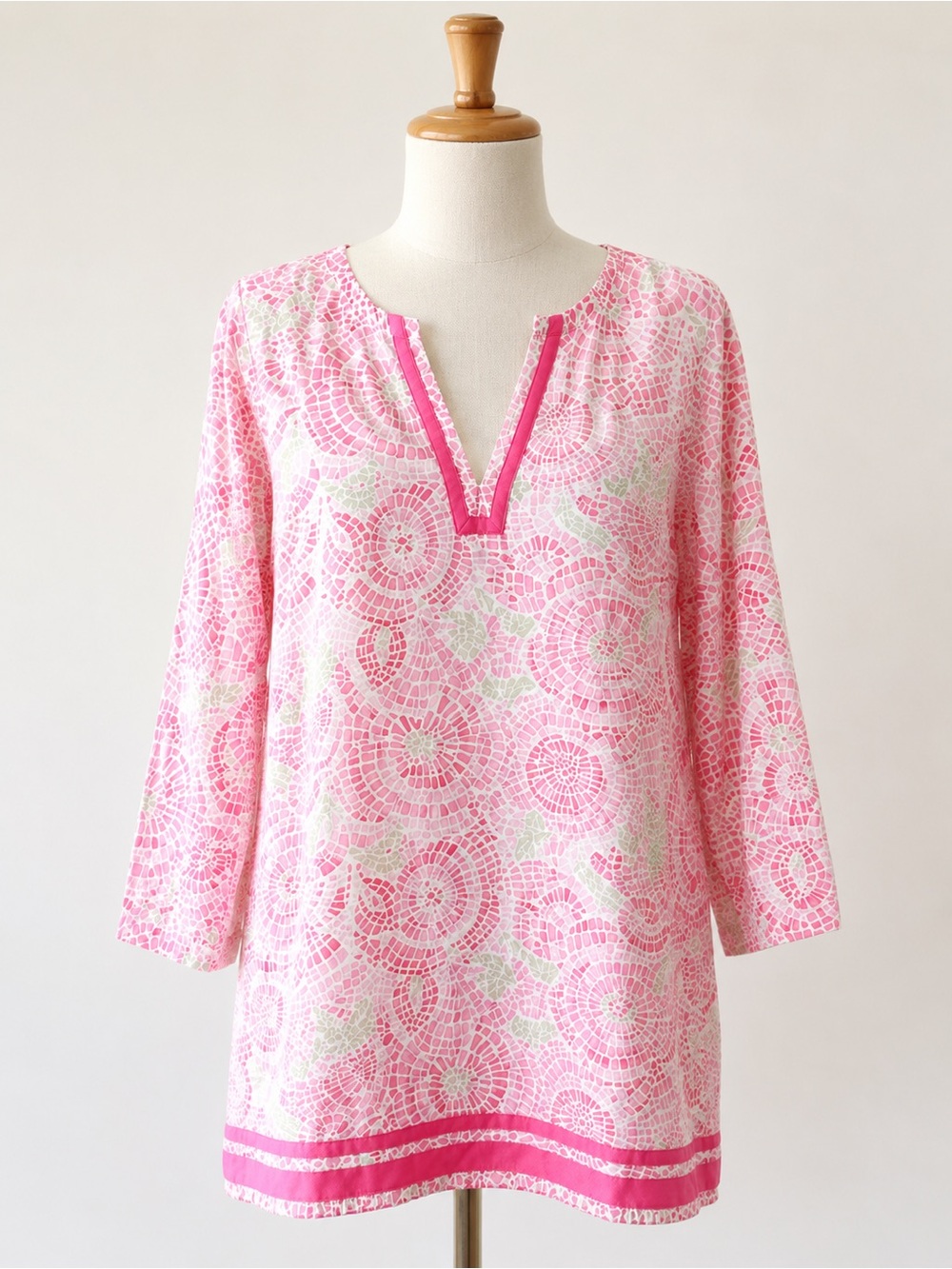 Vineyard Vines Pink Tunic Swim Cover Up SZ L Preppy Resortwear